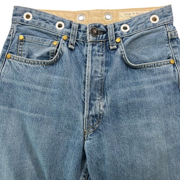 Rag & Bone Trompe L'Oeil Selvedge Cuff Grommet Jeans Size 24 - Picture 4 of 15